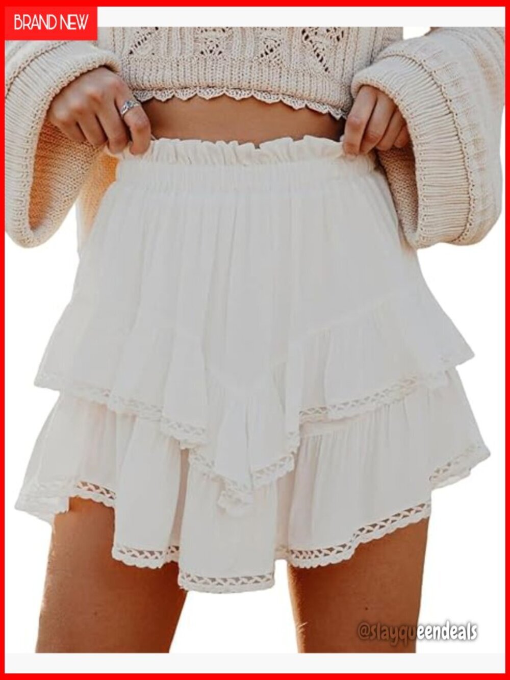 High Waist Skort Flowy Ruffle Tiered Shorts Lightweight Polyester Athletic